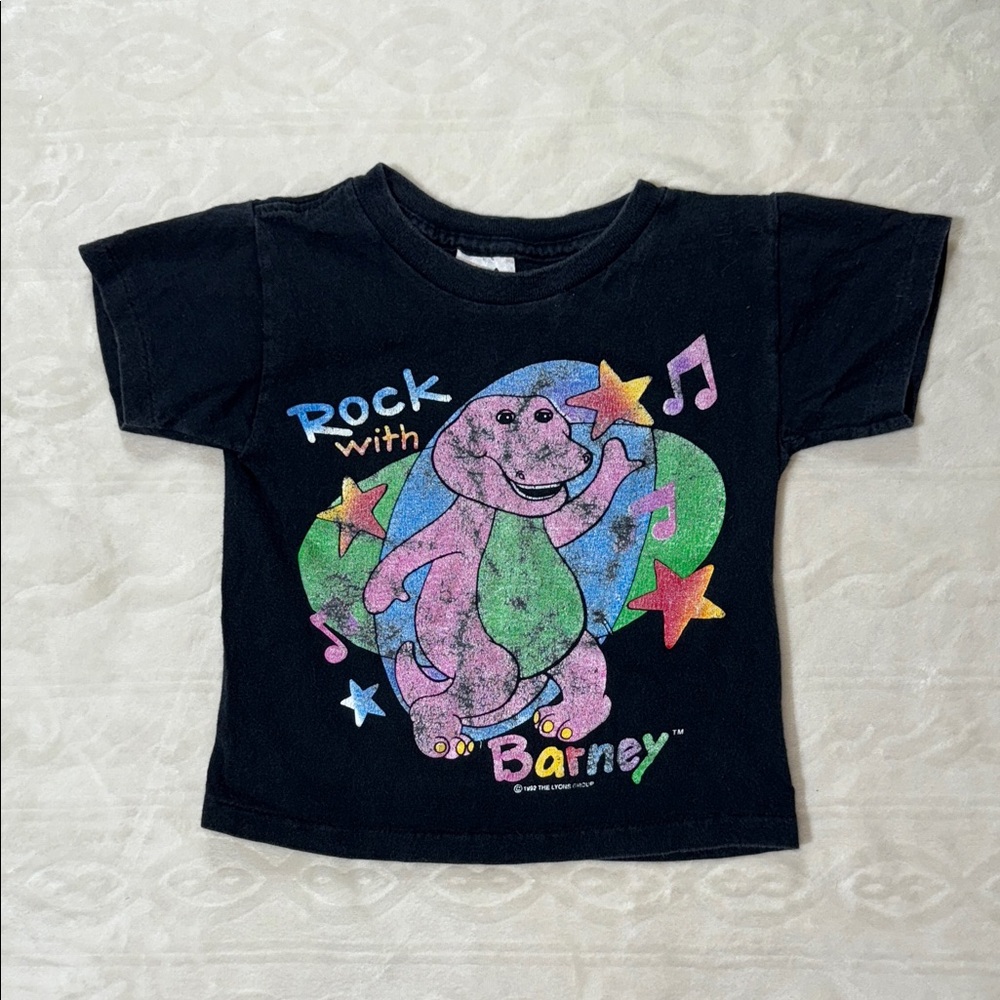 Vintage 1992 Barney‎ The Purple Dinosaur ROCK WITH BARNEY T-Shirt - 4T